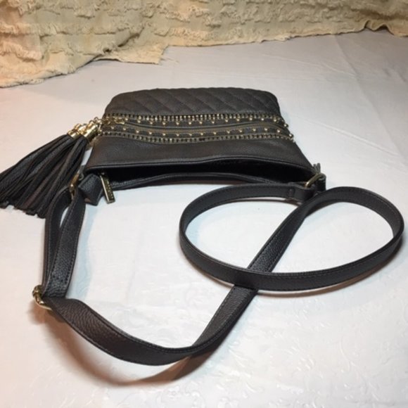 Imoshion Grey/Silver Rhinestone Studded Adjustable Faux LeatherCrossbody Handbag - Picture 3 of 16